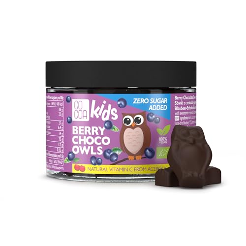 COCOA Schoko BIO Eulen- Zuckerfreie Süßigkeiten mit Vitamin C aus Acerola, Präbiotika aus Inulin, Schokolade ohne Zucker, Erythrit gesüßt, 120g, glutenfrei, vegan, laktosefrei, Milchbeergeschmack COCOA Schoko BIO Eulen- Zuckerfreie Süßigkeiten mit Vitamin C aus Acerola, Präbiotika aus Inulin, Schokolade ohne Zucker, Erythrit gesüßt, 120g, glutenfrei, vegan, laktosefrei, Milchbeergeschmack von Co coa