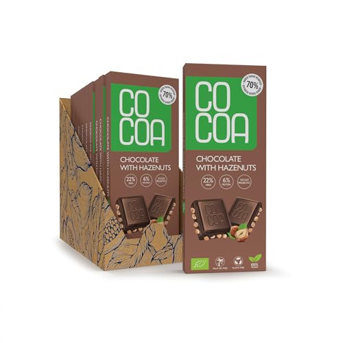 CO COA Schokolade ohne Zucker BIO BOX 10x40g - Schokolade Geschenk mit Haselnüssen, Low Carb Snack, Vegane Schokolade mit niedrigem Kokoszuckeranteil, Hoher Ballaststoffgehalt von Co coa