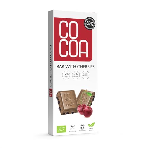 Weißer Teller mit BIO-Kirschen 40g, 60% weniger Zucker, Low-Carb-Snack mit Inulin-Probiotikum, Schokolade mit niedrigem Kokoszucker-Anteil, perfekt für eine kohlenhydratarme Ernährung Weißer Teller mit BIO-Kirschen 40g, 60% weniger Zucker, Low-Carb-Snack mit Inulin-Probiotikum, Schokolade mit niedrigem Kokoszucker-Anteil, perfekt für eine kohlenhydratarme Ernährung von Co coa