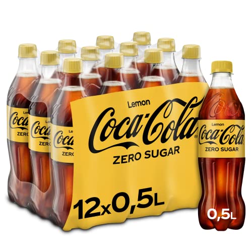 Coca-Cola Zero Lemon - fruchtiges Erfrischungsgetränk mit Zitronen-Geschmack - ohne Zucker und ohne Kalorien - koffeinhaltiger Softdrink in Einweg Flaschen (12 x 500 ml) von Coca-Cola Zero