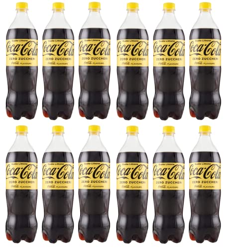12x COCA-COLA Zero Zuccheri Gusto Limone Kohlensäurehaltiges Erfrischungsgetränk, Zuckerfrei, Zitronengeschmack Einweg-PET-Packung 1Lt von Coca-Cola