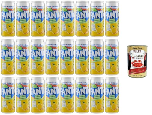 24X Fanta Limonata Zero Zitrone Limonade Null Zuckerzusatz Alkoholfreies Getränk auf Basis von Zitronensaft 12% Einwegdose 330ml + Italian Gourmet Polpa 400g 24X Fanta Limonata Zero Zitrone Limonade Null Zuckerzusatz Alkoholfreies Getränk auf Basis von Zitronensaft 12% Einwegdose 330ml + Italian Gourmet Polpa 400g von Coca-Cola
