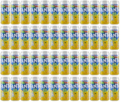 48x Fanta Limonata Zero Zitrone Limonade Null Zuckerzusatz Alkoholfreies Getränk Kohlensäurehaltiges Erfrischungsgetränk auf Basis von Zitronensaft 12% Einwegdose 330ml + Italian Gourmet Polpa 400g von Coca-Cola