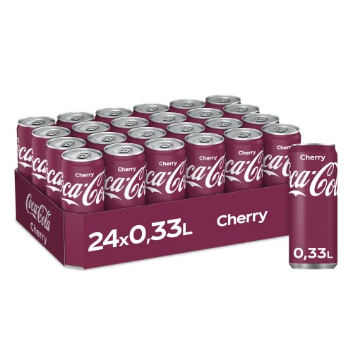 Coca-Cola Cherry - fruchtiges Erfrischungsgetränk mit Kirsch-Geschmack - koffeinhaltiger Softdrink in Einweg Dosen (24 x 330 ml) von Coca-Cola