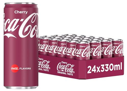 Coca-Cola Cherry - fruchtiges Erfrischungsgetränk mit Kirsch-Geschmack - koffeinhaltiger Softdrink in Einweg Dosen (24 x 330 ml) von Coca-Cola