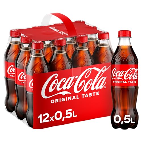 Coca-Cola Classic - pure Erfrischung mit unverwechselbarem Coke-Geschmack in stylischem Kultdesign - Einweg Flasche (12 x 500 ml) von Coca-Cola