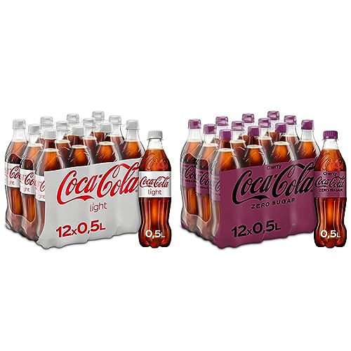 Coca-Cola Light - prickelndes Erfrischungsgetränk mit originalem Coke-Geschmack & Zero Sugar Cherry - fruchtiges Erfrischungsgetränk mit Kirsch-Geschmack von Coca-Cola