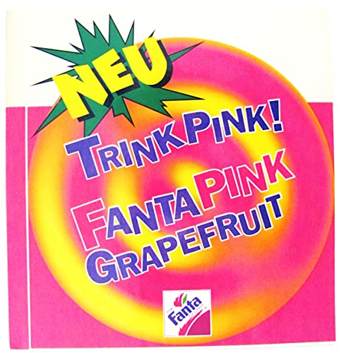 Coca C o l a - Trink Pink - Fanta Pink Grapefruit - Alter Aufkleber - 16,4 x 14,8 cm von Coca