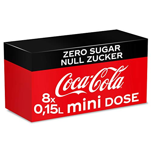 Coca-Cola Zero Sugar, Koffeinhaltiges Erfrischungsgetränk in stylischen Mini Dosen mit originalem Geschmack, EINWEG Dose (3 x 8 x 150 ml) von Coca-Cola