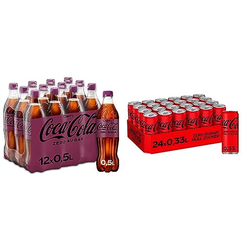 Coca-Cola Zero Sugar Cherry - fruchtiges Erfrischungsgetränk mit Kirsch-Geschmack & Zero Sugar - koffeinhaltiges Erfrischungsgetränk mit originalem Coca-Cola Geschmack von Coca-Cola