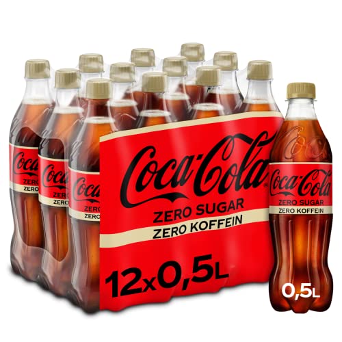 Coca-Cola Zero Sugar Zero Koffein - prickelndes Erfrischungsgetränk mit originalem Coke-Geschmack - ohne Zucker und ohne Kalorien - koffeinfreier Softdrink in Einweg Flaschen (12 x 500 ml) von Coca-Cola