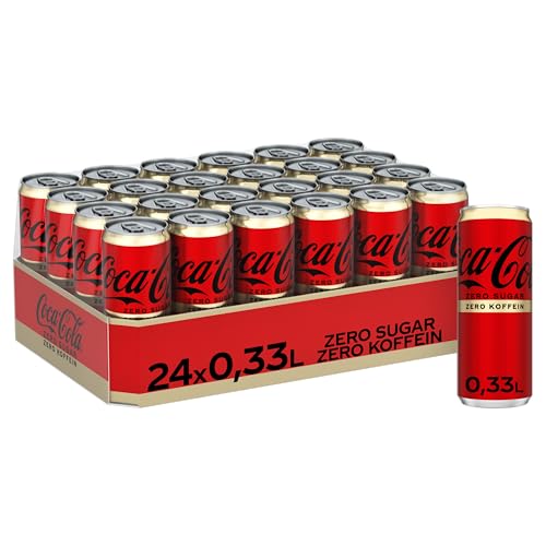 Coca-Cola Zero Sugar Zero Koffein - prickelndes Erfrischungsgetränk mit originalem Coke-Geschmack - ohne Zucker und ohne Kalorien - koffeinfreier Softdrink in Einweg Dosen (24 x 330 ml) von Coca-Cola