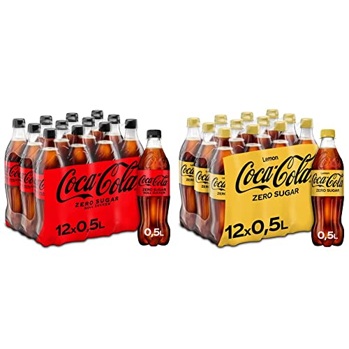 Coca-Cola Zero Sugar - koffeinhaltiges Erfrischungsgetränk mit originalem Coca-Cola-Geschmack & Coca-Cola Zero Lemon - fruchtiges Erfrischungsgetränk mit Zitronen-Geschmack von Coca-Cola