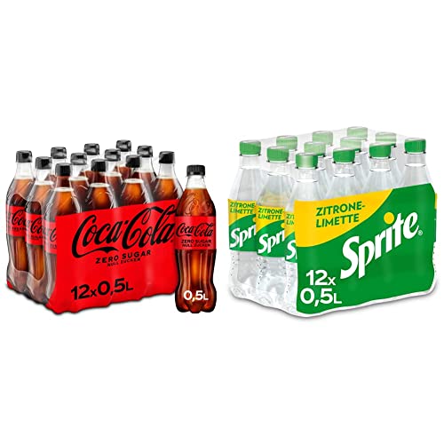 Coca-Cola Zero Sugar - koffeinhaltiges Erfrischungsgetränk mit originalem Coca-Cola-Geschmack & Sprite, Maximale Erfrischung mit Limetten und Zitronen Geschmack in praktischen Flaschen von Coca-Cola