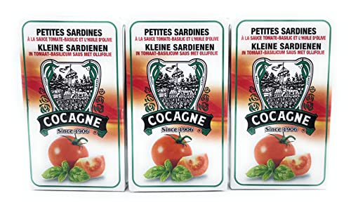 Kleine Sardinen in Olivenöl mit Tomaten und Basilikum - 3 x 90 g - Cocagne - Portugal Kleine Sardinen in Olivenöl mit Tomaten und Basilikum - 3 x 90 g - Cocagne - Portugal von Cocagne