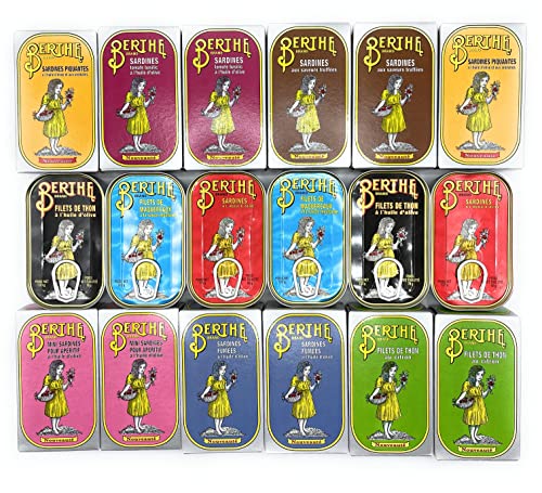 Konserven Probier Set Variation - Sardinen - Thunfisch - Makrel - 18 Dosen - 9 Arten - Berthe - Portugal Konserven Probier Set Variation - Sardinen - Thunfisch - Makrel - 18 Dosen - 9 Arten - Berthe - Portugal von Cocagne