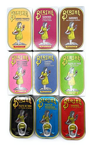 Konserven Set Variation - Sardinen - Thunfisch - Makrel - 9 Dosen - 9 Arten - Berthe - Portugal Konserven Set Variation - Sardinen - Thunfisch - Makrel - 9 Dosen - 9 Arten - Berthe - Portugal von Cocagne