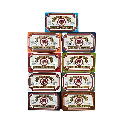 La Rose Portugiesische Konserven Set - 9 Arten - Sardinen - Thunfischfilets - Makrele - Kabeljau - Portugal La Rose Portugiesische Konserven Set - 9 Arten - Sardinen - Thunfischfilets - Makrele - Kabeljau - Portugal von Cocagne