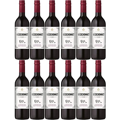 Le Cochonnet Cabernet Sauvignon Pays d' Oc Rotwein Wein trocken IGP Frankreich I Versanel Paket (12 Flaschen) von Cochonnet
