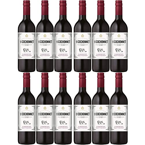 Le Cochonnet Cabernet Sauvignon Pays d' Oc Rotwein Wein trocken IGP Frankreich I Versanel Paket (12 Flaschen) von Cochonnet