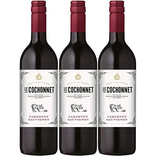 Le Cochonnet Cabernet Sauvignon Pays d' Oc Rotwein Wein trocken IGP Frankreich I Vresanel Paket (3 Flaschen) von Cochonnet
