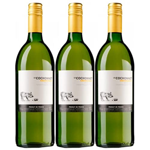 Le Cochonnet Chardonnay Pays d' Oc Weißwein Trocken IGP Frankreich Literflasche (3 x 1,0l) von Cochonnet