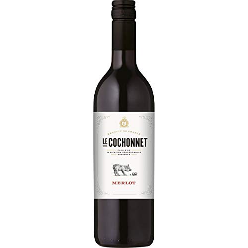 Le Cochonnet Merlot Pays d' Oc Rotwein trocken IGP Frankreich Literflasche (12 Flaschen) von Cochonnet