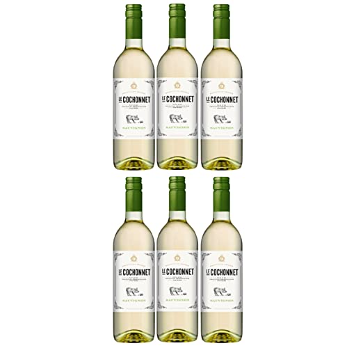 Le Cochonnet Sauvignon Blanc Pays d' Oc Weißwein veganer Wein trocken IGP Frankreich I Versanel Paket (6 x 0,75l) von Cochonnet
