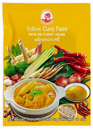 Cock Currypaste, Gelb, milde Schärfe, authentisch thailändisch Kochen, natürliche Zutaten, vegan, halal & glutenfrei, 6er Pack, (6 x 50 g) von Cock