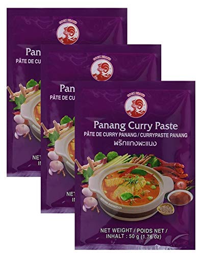 Cock Currypaste, Panang, mittlere Schärfe, authentisch thailändisch Kochen, natürliche Zutaten, vegan, halal und glutenfrei (3 x 50 g) von Cock