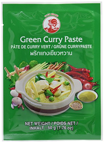 Cock Currypaste, Grün, sehr scharf, authentisch thailändisch Kochen, natürliche Zutaten, vegan, halal und glutenfrei (6 x 50 g Packung) von Cock