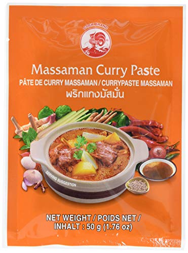 Cock Currypaste Matsaman, milde Schärfe, authentisch thailändisch Kochen, natürliche Zutaten, vegan, halal und glutenfrei (1 x 50 g) von Cock