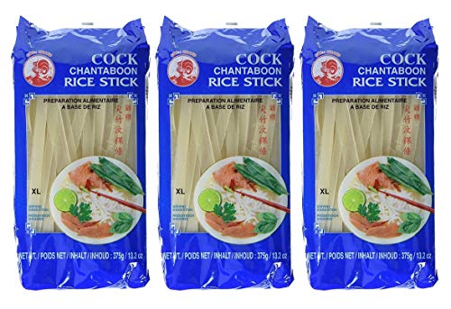 Cock Reisnudeln, 10 mm, 1. Qualität, 3er Pack, (3x375 g Packung) von Cock