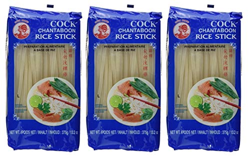 Cock Reisnudeln, 5 mm, 1. Qualität, 3er Pack, (3x375 g Packung) von Cock