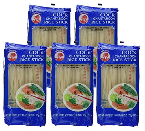 Cock Reisnudeln, 5 mm, 1. Qualität, 5er Pack, (5x375 g Packung) von Cock