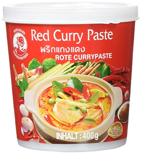 Cock Currypaste rot, mittelscharf, authentisch thailändisch Kochen, natürliche Zutaten, vegan, halal und glutenfrei (1 x 400 g) von Cock
