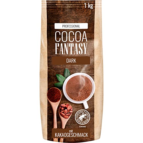 Cocoa Fantasy Dark, Dunkle Trinkschokolade, 1kg Kakao Pulver für heiße Schokolade, 30% Kakaoanteil von Cocoa Fantasy