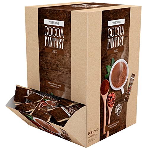 Cocoa Fantasy Dark, Großpackung Portionsbeutel, 100 Kakao Sticks 24g, Dunkle Trinkschokolade, 30% Kakaoanteil von Cocoa Fantasy