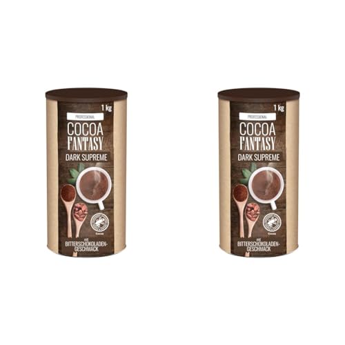 Cocoa Fantasy Dark Supreme, Dunkle Trinkschokolade, 1kg Kakao Pulver für heiße Schokolade, 40% Kakaoanteil (Packung mit 2) von Cocoa Fantasy