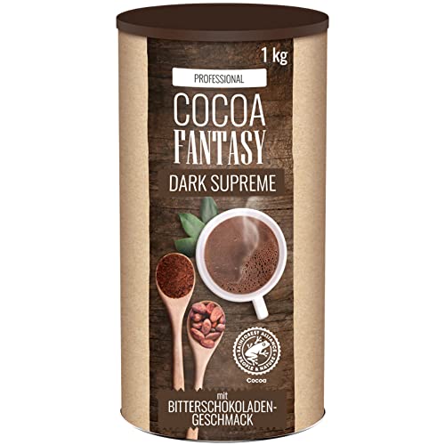 Cocoa Fantasy Dark Supreme, Dunkle Trinkschokolade, 1kg Kakao Pulver für heiße Schokolade, 40% Kakaoanteil von Cocoa Fantasy
