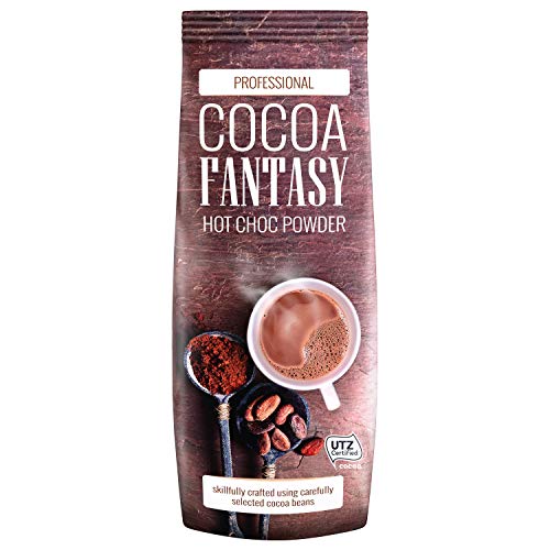Cocoa Fantasy Hot Choc Powder Kakao, 1kg Trinkschokolade, instant Kakaopulver, weicher Geschmack, mit Karamellnote, 15% Kakaoanteil, UTZ-zertifiziert von Cocoa Fantasy