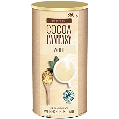 Cocoa Fantasy White, Weiße Trinkschokolade (850g), Kakaopulver für heiße weiße Schokolade, 29% Kakaoanteil von Cocoa Fantasy