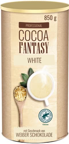 Cocoa Fantasy White, Weiße Trinkschokolade (850g), Kakaopulver für heiße weiße Schokolade, 29% Kakaoanteil von Cocoa Fantasy