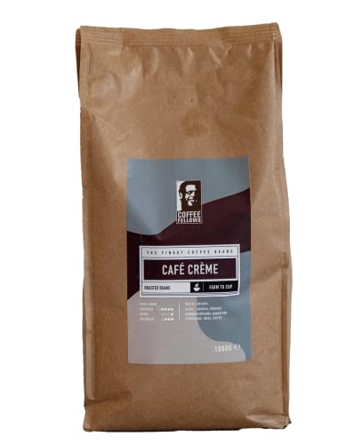 Coffee Fellows Café Crème | ganze Kaffee Bohnen | Arabica & Robusta Qualitäts-Mischung | Ideal für Vollautomaten und Siebträger (1kg) von Coffee Fellows