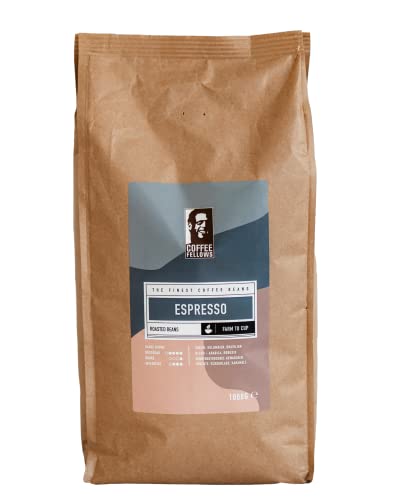 Coffee Fellows Espresso | ganze Kaffee Bohnen | Arabica & Robusta Qualitäts-Mischung | Ideal für Vollautomaten und Siebträger (1 kg (1er Pack)) von Coffee Fellows