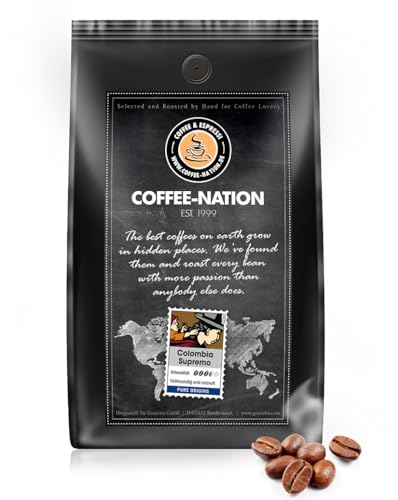 Coffee-Nation Colombia Supremo Firmenpaket 16 x 1000g Bohne | Spitzenqualität für Kaffeeliebhaber | TopTip für Crema-Fans von Coffee-Nation