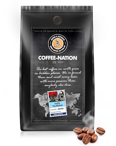 Coffee-Nation India Taj Mahal 1000g Bohnen | Spitzenqualität | Kaffeeliebhaber von Coffee-Nation