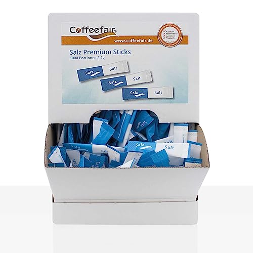 Coffeefair Premium Salzsticks 1000 x 1g Salz Thekenspender von Coffeefair