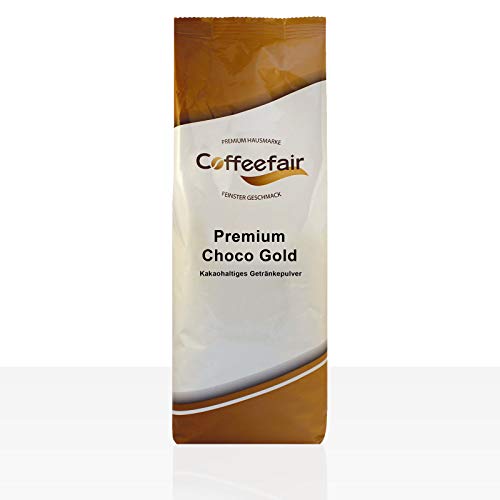 Coffeefair Premium Choco Gold Kakao 10 x 1kg Karton Kakaopulver mit 16,5% Kakaoanteil, für Kaffee-Vollautomaten geeignet, in Wasser oder Milch löslich, cremiger Kakao-Genuss für heiße Schokolade, hohe Ergiebigkeit, vollmundig schokoladig von Coffeefair