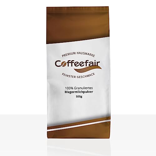 Coffeefair 100% granuliertes Magermilchpulver 10 x 500g Milchpulver Granulat | Milchtopping, Instant Magermilchpulver für cremigen Milchschaum, ideal für Heißgetränke-Automaten, sehr ergiebig, 0% Zusätze von Coffeefair